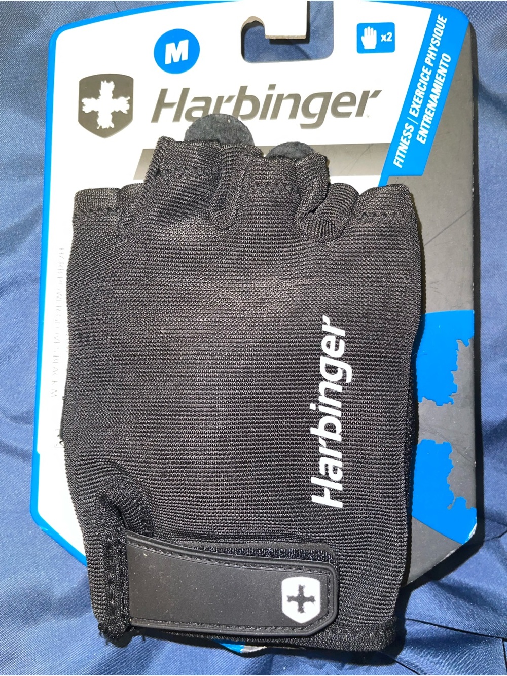 Harbinger Men's Black Fingerless Workout Gloves - Medium